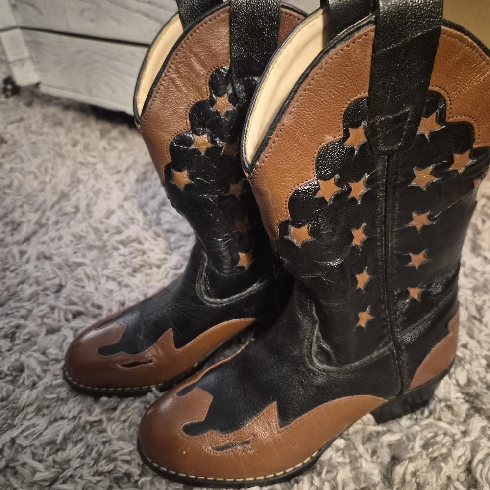 Kids Starry Night Western Boots - Black and Brown
